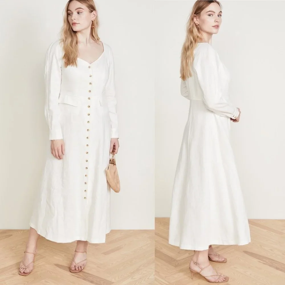 Mara Hoffman Silvana Button Front Organic Cotton Dress White NEW with tags